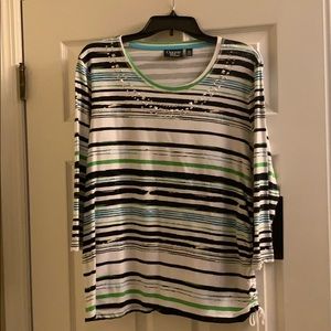 NWT Striped Bling long sleeved shirt XL